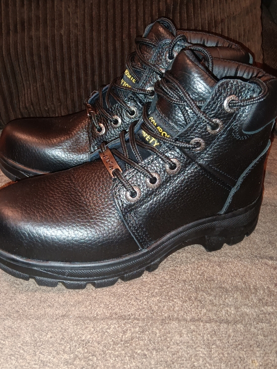 laVega Shoes - Women's Black Lace-Up Work Boots with Padded Ankle